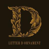 Letter D logo vintage ornament style vector