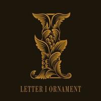 Letter I logo vintage ornament style vector