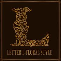 Vintage Letter L floral pattern style vector