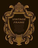 Vintage border frame with engraving ornament vector