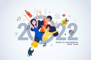 Happy New Year 2022 greeting card vector