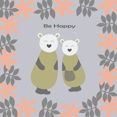 happy koala's with flower leaf frame