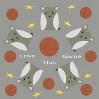 cute doodle play basketball vector