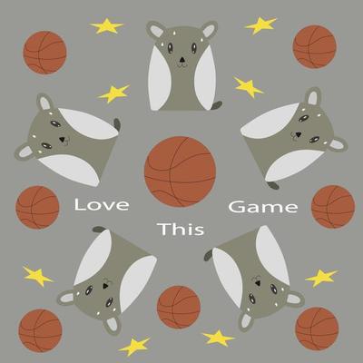 cute doodle play basketball