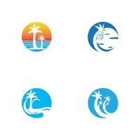 Palm tree summer logo template vector