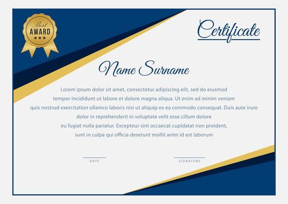 Blue Curved Corner Horizontal Certificate Template