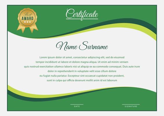 Green Curved Corner Horizontal Certificate Templates