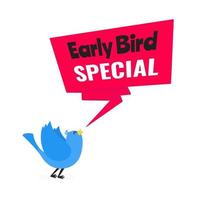 Early bird special offer discount sale event banner flat style design vector illustration.