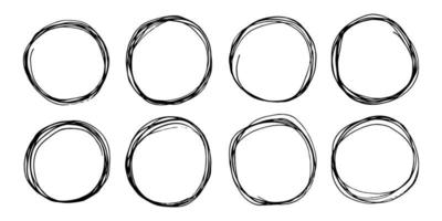 hand drawn scribble circles set. vector