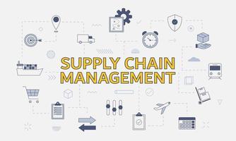 scm supply chain management concept with icon set vector