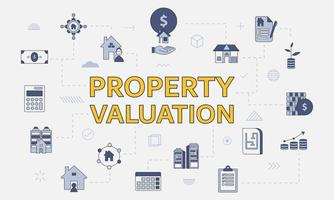 property valuation concept with icon set with big word vector