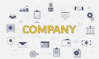 company concept with icon set with big word or text on center vector