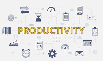 productivity concept with icon set with big word vector