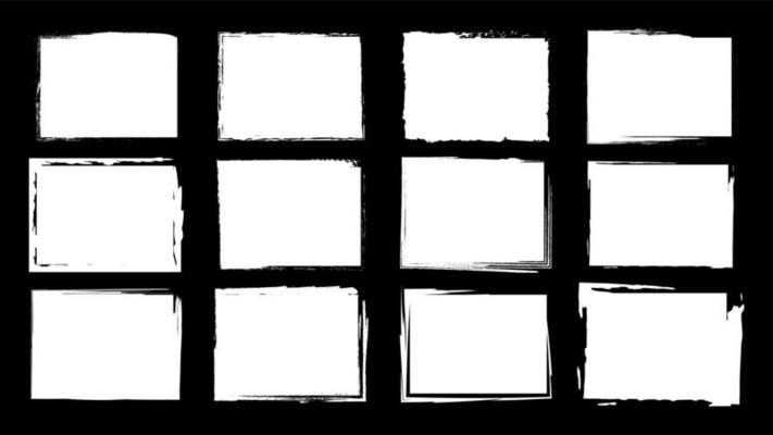 Dirty frames grunge. Ink brush strokes. distress textures of a square