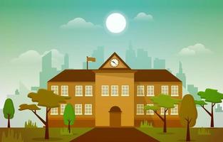 edificio de la escuela de la ciudad estudio aprendizaje educación ilustración vectorial vector