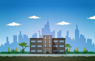 estudiante de regreso al edificio de la escuela estudiar educación ilustración vectorial vector