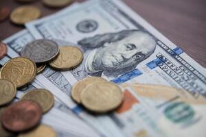 closeup. money of banknotes and coins photo