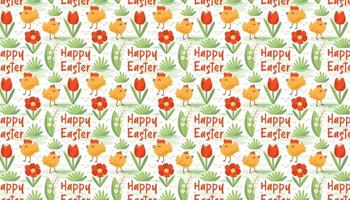 Happy Easter spring holiday farm countryside life chick chicken flower grass lettering pattern texture background banner