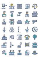 justice and law filled line style icon set vector