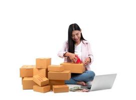 woman working sell online photo