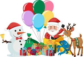 Santa Claus with many gift boxes and reindeer vector