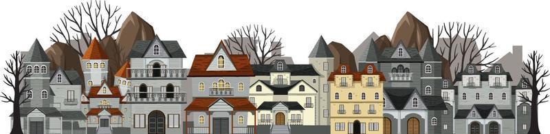 Abandoned town with many mansions vector