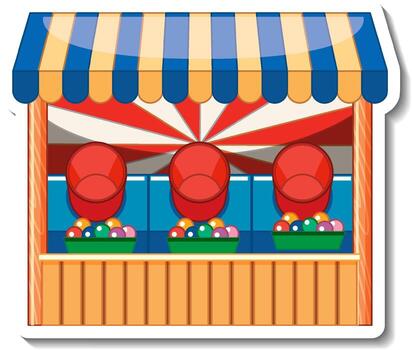 Sticker template with Dart game store front isolated vector