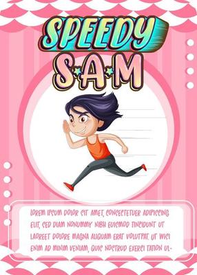 Character game card template with word Speedy Sam