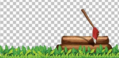 Stump with axe on grid background vector