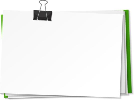 Blank papers and binder clip template