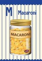 Alphabet flashcard with letter M for Macaroni vector