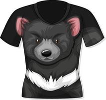 parte delantera de la camiseta con estampado de oso negro vector