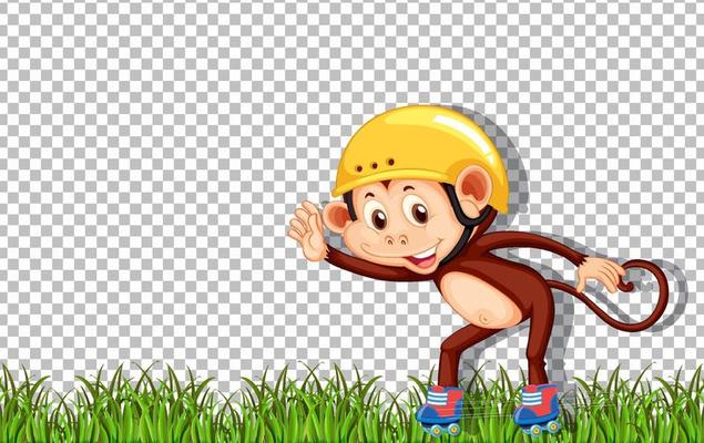 Monkey wearing helmet on grid background