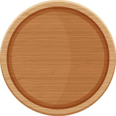 Wooden cutting board or plate in cartoon style isolated