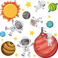 Astronaut in the space solar system vector