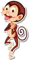 Funny monkey cartoon character sticker vector