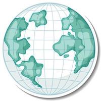 Earth globe cartoon sticker on white background vector