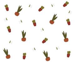 a pattern of cacti in pots in the doodle style vector