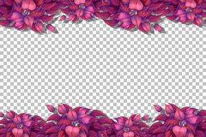 Pink leaves frame template vector