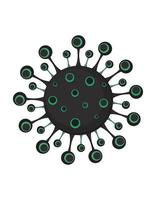 recurso gráfico de dibujos animados en negro y verde del virus corona vector