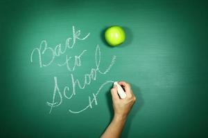 Back to School Written on a Chalkboard photo