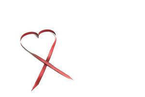 Red Heart Ribbon With Copy Space photo