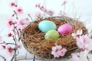 Easter Holiday Themed Still Life Scene in Natural Light photo