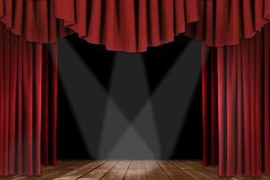 Red Theater Drapes With Triple Spotlight photo
