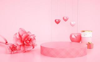 Representación 3D de fondo de forma geométrica con podio hexagonal para exhibición de productos Representación 3D de fondo rosa romántico abstracto para exhibición de productos foto