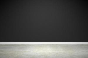 Concrete floor with black wall background photo