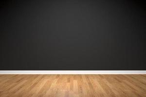 Wood floor with black wall background photo