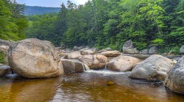 Summer on the swift river middle falls in early morning photo