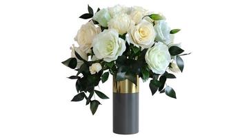 White Rose in Vase 3d Render photo