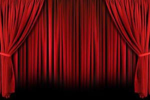 Red Theater Drapes With Dramatic Light and Shadows photo